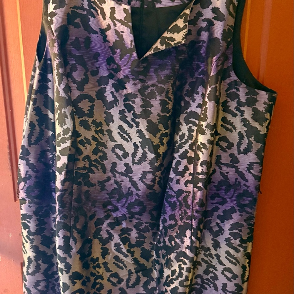 Peter Nygard Purple Boxy Sleeveless Dress with Notched Collar
